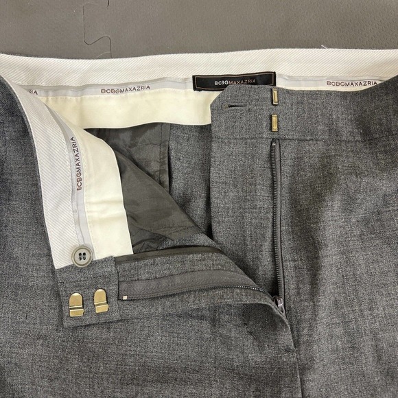 New BCBG Max Azria Womens 12 Med Heather Grey Carla Slim Flare Dress Trouser FS - Picture 4 of 12